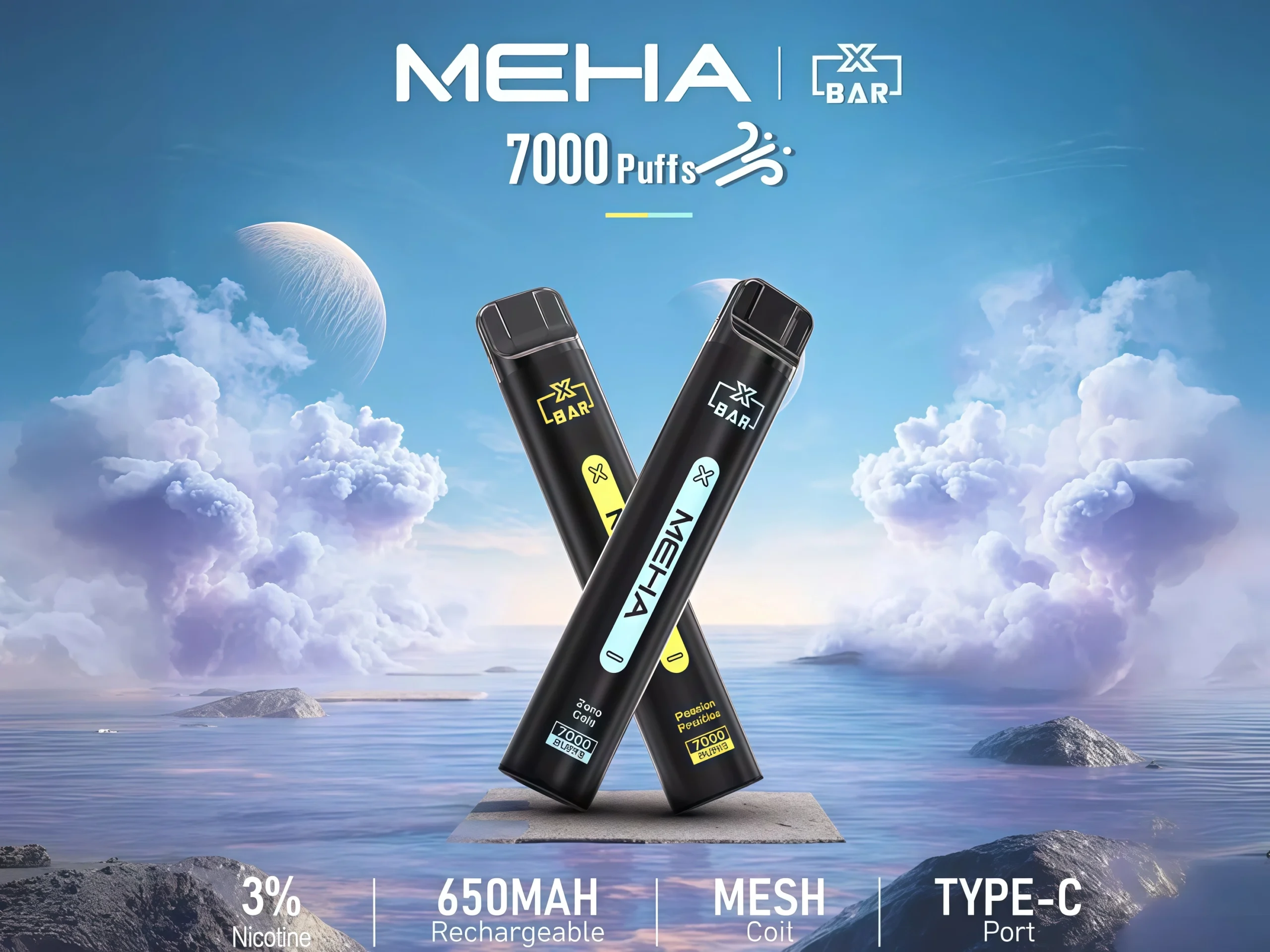 MEHA-XBAR小黑條7000口拋棄式電子煙16種口味魅嗨一次性電子菸650mAh可充電-MESH霧化芯-台灣現貨_副本-scaled - 拓撲蒸汽空間 BA-TOP 台灣官網